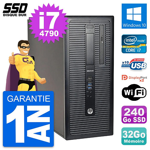 PC Tour HP EliteDesk 800 G1 Intel i7-4790 RAM 32Go SSD 240Go Windows 10 Wifi · Occasion