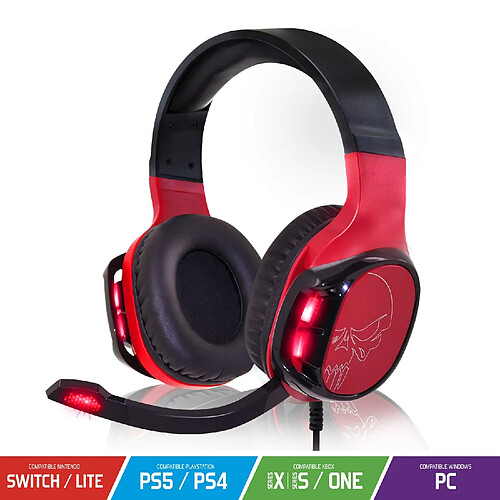 Spirit Of Gamers Casque gamer ELITE-H60 RED Light compatible PS4 / PS5 – XBOX SERIES X | S et One / Switch / PC