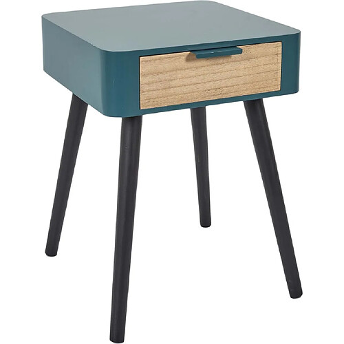 The Home Deco Factory Chevet en bois 1 tiroir Zoran bleu canard.