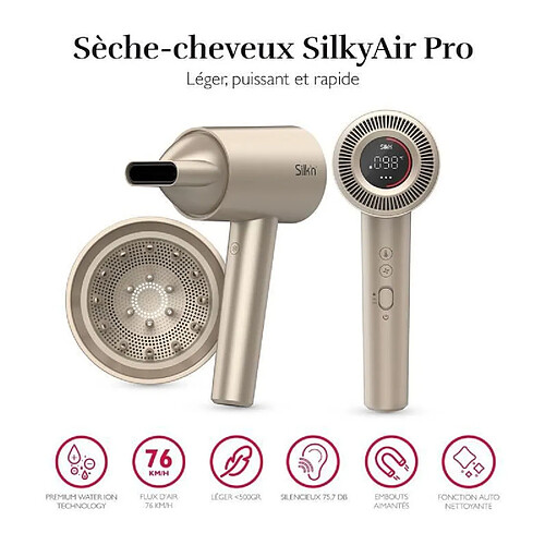 Séche cheveux moteur brushless SILK'N SilkyAir pro - HDB1PE1001 - Flux 76km/H - 75db