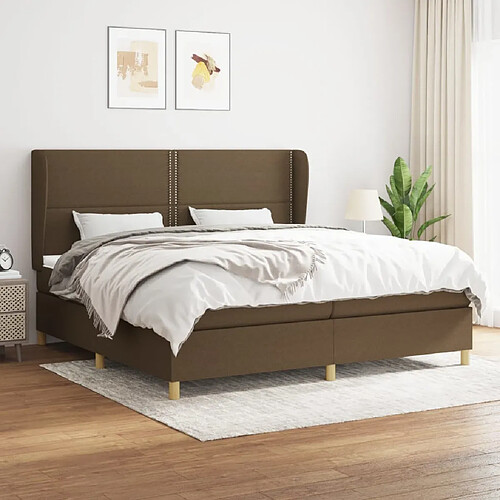 vidaXL Sommier à lattes de lit avec matelas Marron foncé 200x200 cm