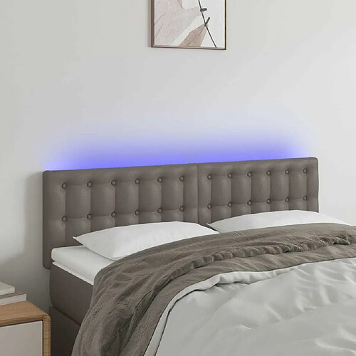 Maison Chic Tête de lit scandinave à LED,meuble de chambre Gris 144x5x78/88 cm Similicuir -MN49091