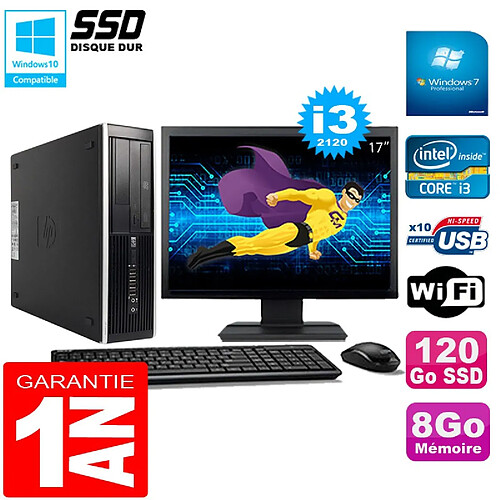 PC HP Compaq Pro 6300 SFF I3-2120 8Go 120Go SSD Graveur DVD Wifi W7 Ecran 17" · Occasion