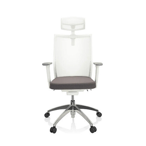 Chaise de bureau / Fauteuil pivotant ASPEN WHITE PRO Tissu maille / Tissu gris hjh OFFICE