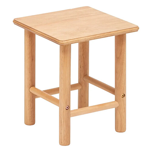 Pegane Tabouret pour chambre d'enfant, chaise carrée en bois de hévéa coloris naturel - Longueur 27 x Profondeur 27 x Hauteur 32 cm