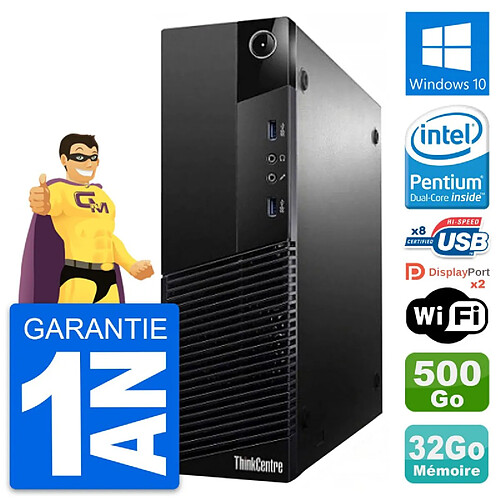 PC Lenovo ThinkCentre M83 SFF Intel G3220 RAM 32Go Disque 500Go Windows 10 Wifi · Occasion