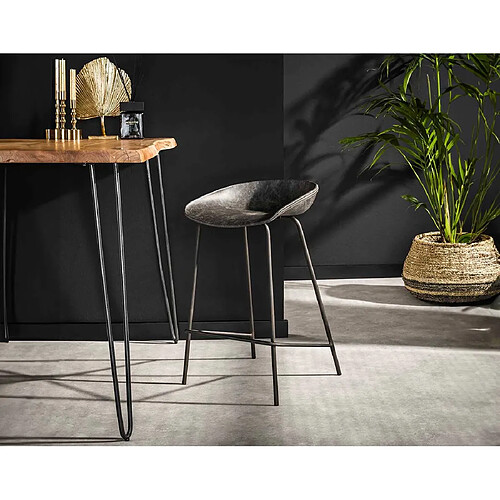 Lisa Design Wada - lot de quatre tabourets de bar - en simili cuir noir