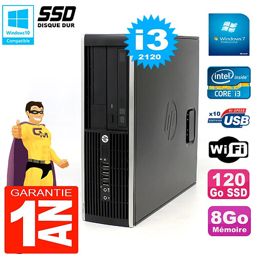 PC HP Compaq 8300 SFF Core I3-2120 RAM 8Go Disque 120 Go SSD Graveur DVD Wifi W7 · Occasion