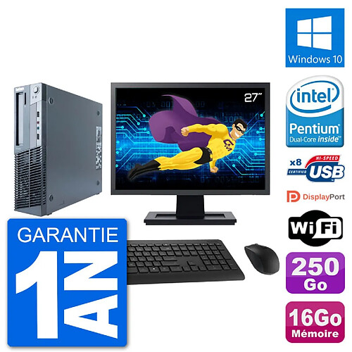 PC Lenovo M91p SFF Ecran 27" Intel G630 RAM 16Go Disque 250Go Windows 10 Wifi · Occasion