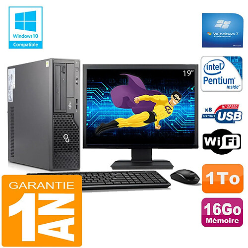 PC Fujitsu Esprimo E500 E85+ SFF Intel G640 16Go Disque 1 To Wifi W7 Ecran 19" · Occasion