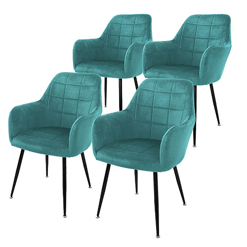 ML-Design Set 4x Chaises de Salle à Manger Turquoise, Style Moderne/Retro