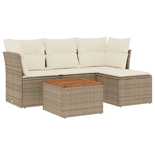 Maison Chic Salon de jardin avec coussins 5 pcs | Ensemble de Table et chaises | Mobilier d'Extérieur beige résine tressée -GKD74771