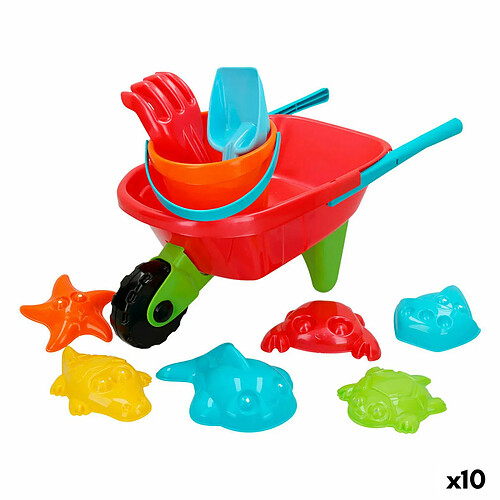 Color Baby Set de jouets de plage Colorbaby Chariot polypropylène (10 Unités)