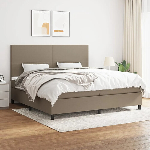 vidaXL Sommier à lattes de lit avec matelas Taupe 200x200 cm Tissu