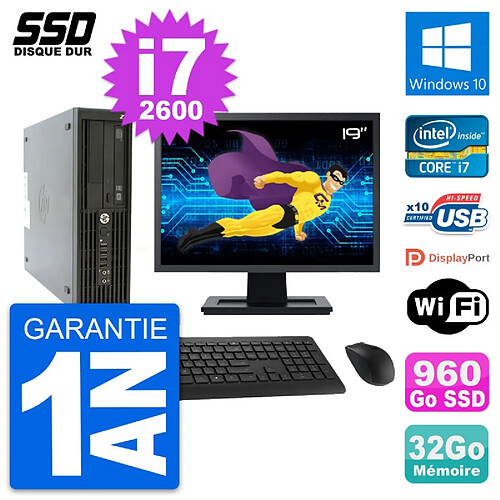 PC HP Z210 SFF Ecran 19" Intel Core i7-2600 RAM 32Go SSD 960Go Windows 10 Wifi · Occasion