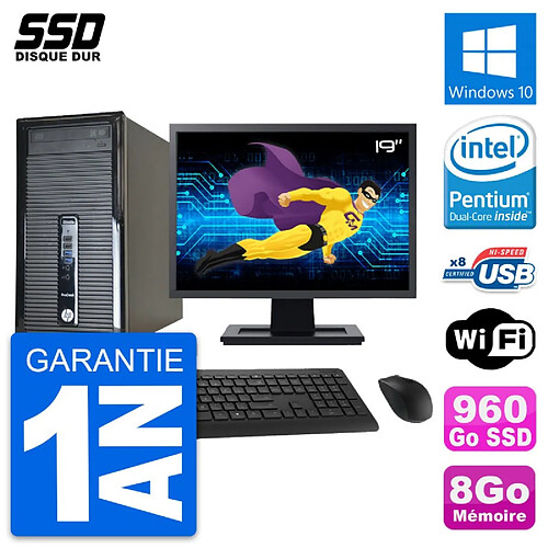 PC Tour HP ProDesk 400 G1 Ecran 19" G3220 RAM 8Go SSD 960Go Windows 10 Wifi · Occasion