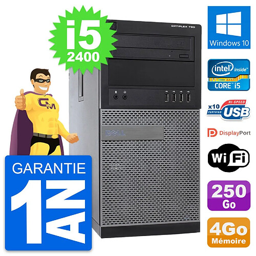 PC Tour Dell OptiPlex 790 MT Intel i5-2400 RAM 4Go Disque 250Go Windows 10 Wifi · Occasion