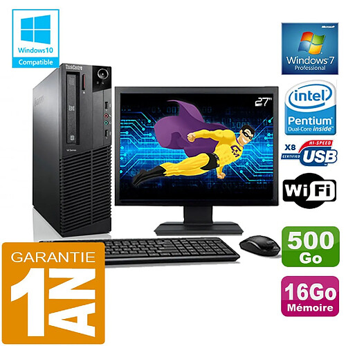 PC Lenovo M92p SFF Intel G630 Ram 16Go Disque 500 Go Wifi W7 Ecran 27" · Occasion