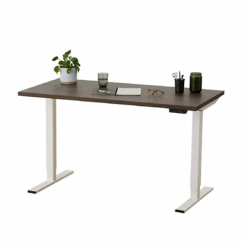 ELEVA Bureau assis debout effet bois sauvage 160x80x3cm