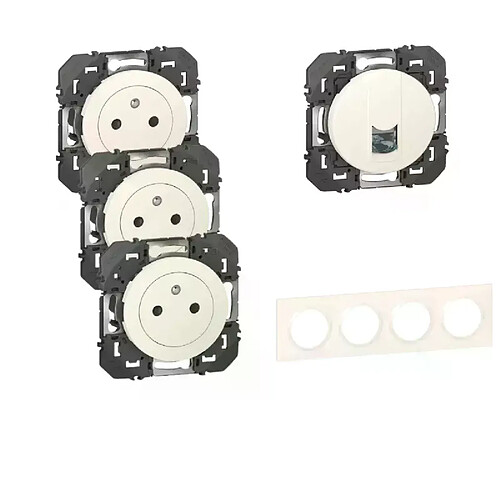 Legrand Pack Dooxie 3x2P plus T plus RJ45 plus Plaque 4P