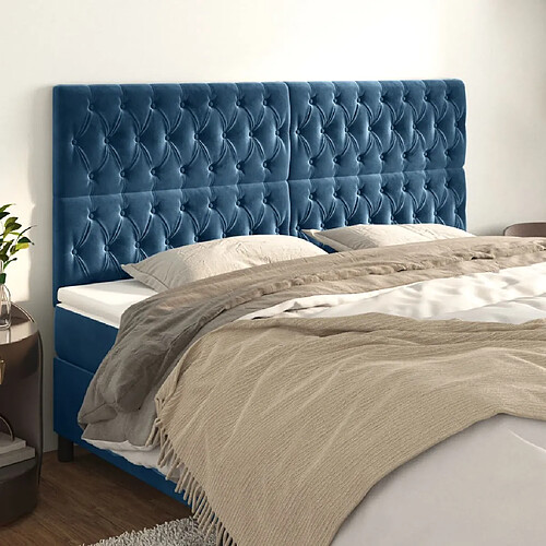 vidaXL Têtes de lit 4 pcs Bleu foncé 100x7x78/88 cm Velours