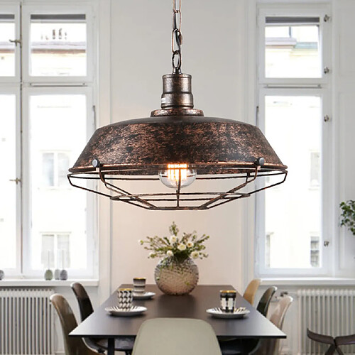 Stoex Rétro Metal Suspension Industriel Vintage 260mm Luminaire Métal Antique Edison Culot E27 Plafonnier Luminaire Rouille