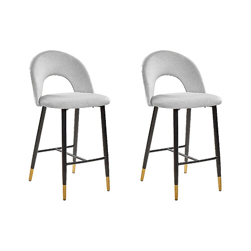 Beliani Tabouret de bar Set de 2 Velours Gris FALTON