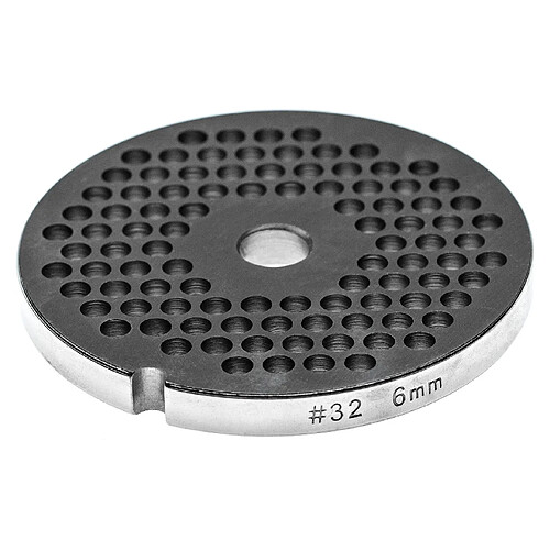 vhbw Grille de hachoir taille 32, diamètre des trous 6mm, trou central de 13,4mm, acier inoxydable compatible avec ADE, Caso, Fama, KBS, Porkert