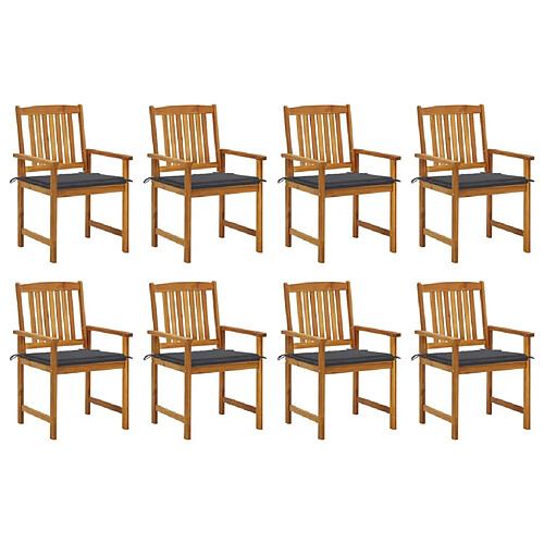 vidaXL Chaises de jardin avec coussins lot de 8 Bois d'acacia solide