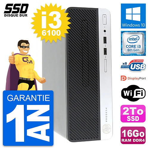 PC HP ProDesk 400 G4 SFF Intel Core i3-6100 RAM 16Go SSD 2To Windows 10 Wifi · Occasion