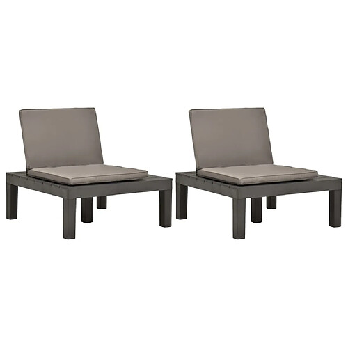 vidaXL Chaises de salon de jardin et coussins 2pc Plastique Anthracite