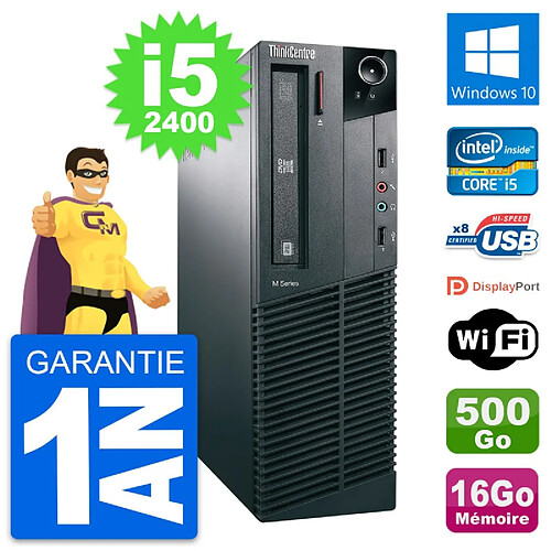 PC Lenovo ThinkCentre M82 SFF Core i5-2400 RAM 16Go Disque 500Go Windows 10 Wifi · Occasion