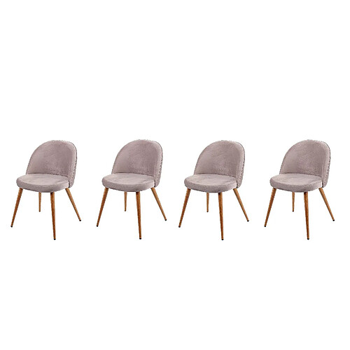 Decoshop26 Lot de 4 chaises de salle à manger tissu velours gris brun pieds en bois style rétro CDS04517