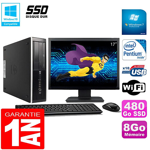 PC HP Compaq Pro 6300 SFF G630 RAM 8Go 480Go SSD Graveur DVD Wifi W7 Ecran 17" · Occasion