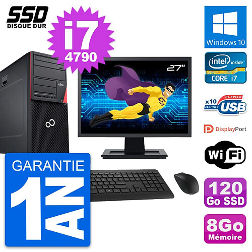 PC Tour Fujitsu P720 Ecran 27" Intel i7-4790 RAM 8Go SSD 120Go Windows 10 Wifi · Occasion