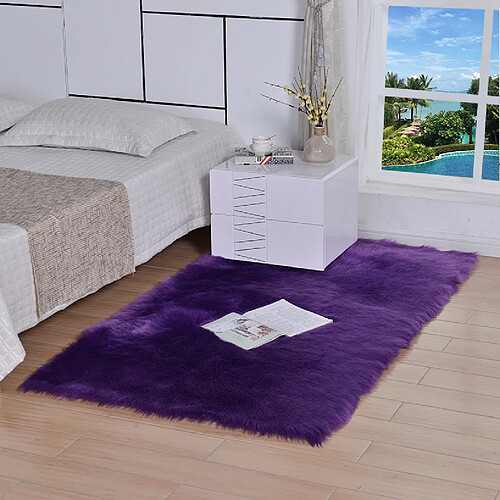 LUUCOZK Tapis moelleux en fausse fourrure, tapis à poils longs pour chambre à coucher, salon, violet-30x50 cm