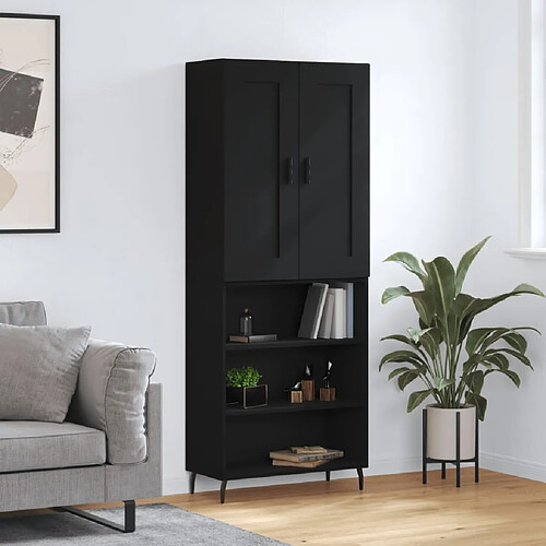 vidaXL Buffet haut Noir 69,5x34x180 cm Bois d'ingénierie