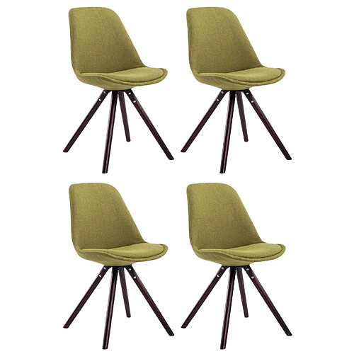 Decoshop26 4 chaises de salle à manger style scandinave en tissu vert pieds rond en bois marron CDS10343