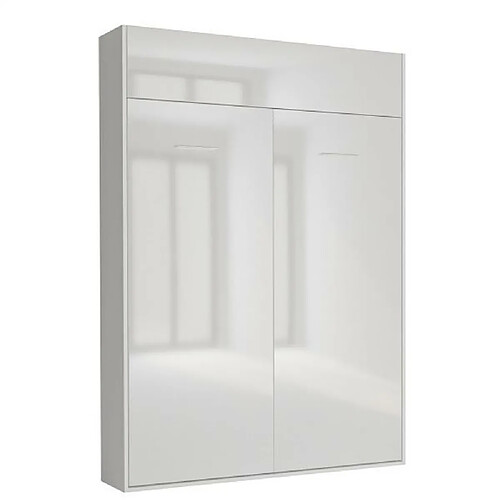 Inside 75 Armoire lit escamotable DYNAMO structure blanc mat façade blanc brillant 140*200 cm