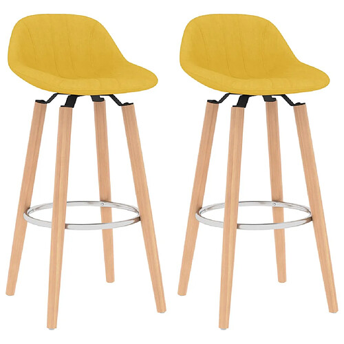 vidaXL Tabourets de bar lot de 2 jaune moutarde tissu