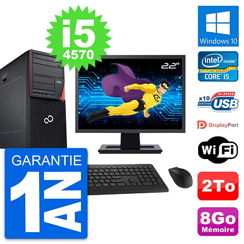 PC Tour Fujitsu P720 Ecran 22" Intel i5-4570 RAM 8Go Disque 2To Windows 10 Wifi · Occasion