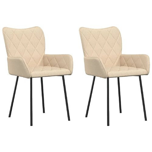 Maison Chic Lot de 2 Chaises à manger | Chaise de salle à manger cuisine crème tissu -GKD35300