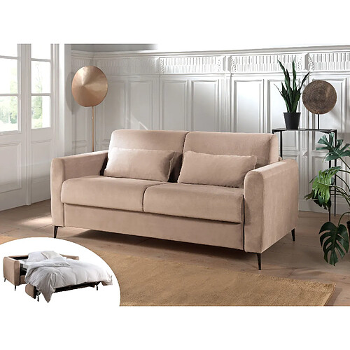 Lisa Design Owen - canapé 3 places convertible - couchage quotidien - matelas 12 cm - en velours