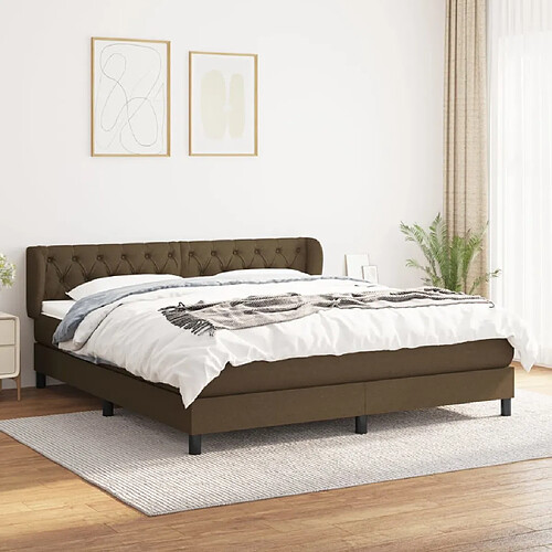 vidaXL Sommier à lattes de lit avec matelas Marron foncé 160x200 cm