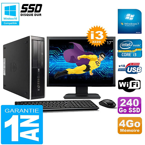 PC HP Compaq Pro 6300 SFF I3-3220 4Go 240Go SSD Graveur DVD Wifi W7 Ecran 17" · Occasion