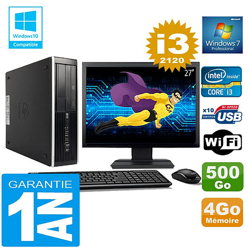 PC HP Compaq 8300 SFF Core I3-2120 Ram 4Go Disque 500 Go Wifi W7 Ecran 27" · Occasion