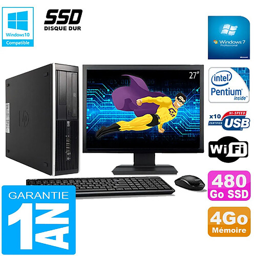 PC HP Compaq Pro 6300 SFF G630 RAM 4Go 480Go SSD Graveur DVD Wifi W7 Ecran 27" · Occasion