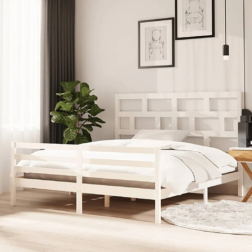 Maison Chic Lit Super King - Cadre de lit,Structure du lit Contemporain pour chambre Blanc Bois massif 180x200 cm -MN99574