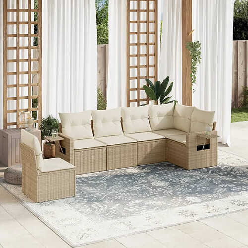 vidaXL Salon de jardin avec coussins 6 pcs beige résine tressée