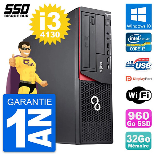 PC Fujitsu Esprimo E920 DT Intel Core i3-4130 RAM 32Go SSD 960Go Windows 10 Wifi · Occasion